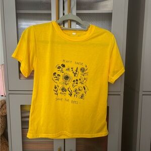Yellow Kids T-Shirt with Floral Print